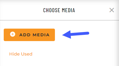 screenshot of field labeled Choose Media with arrow pointing to button labeled Add Media