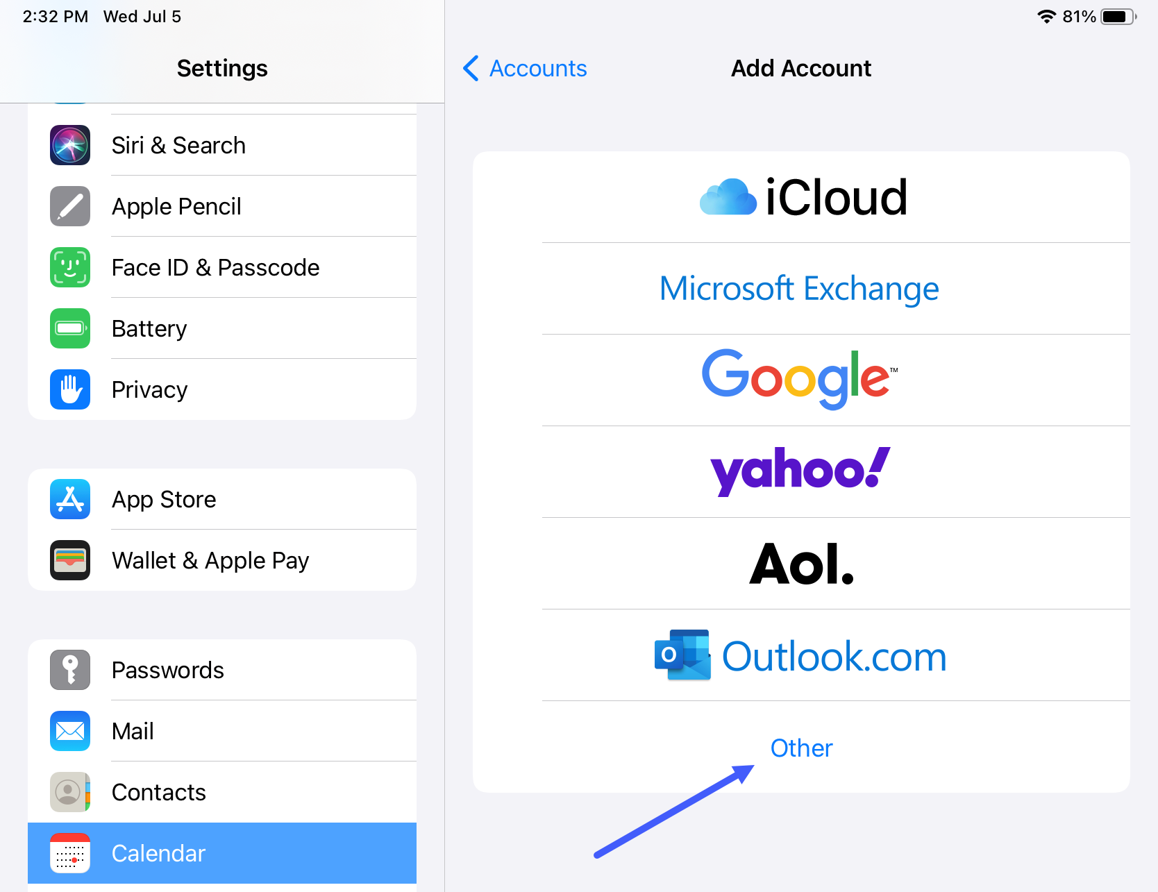 iOS settings