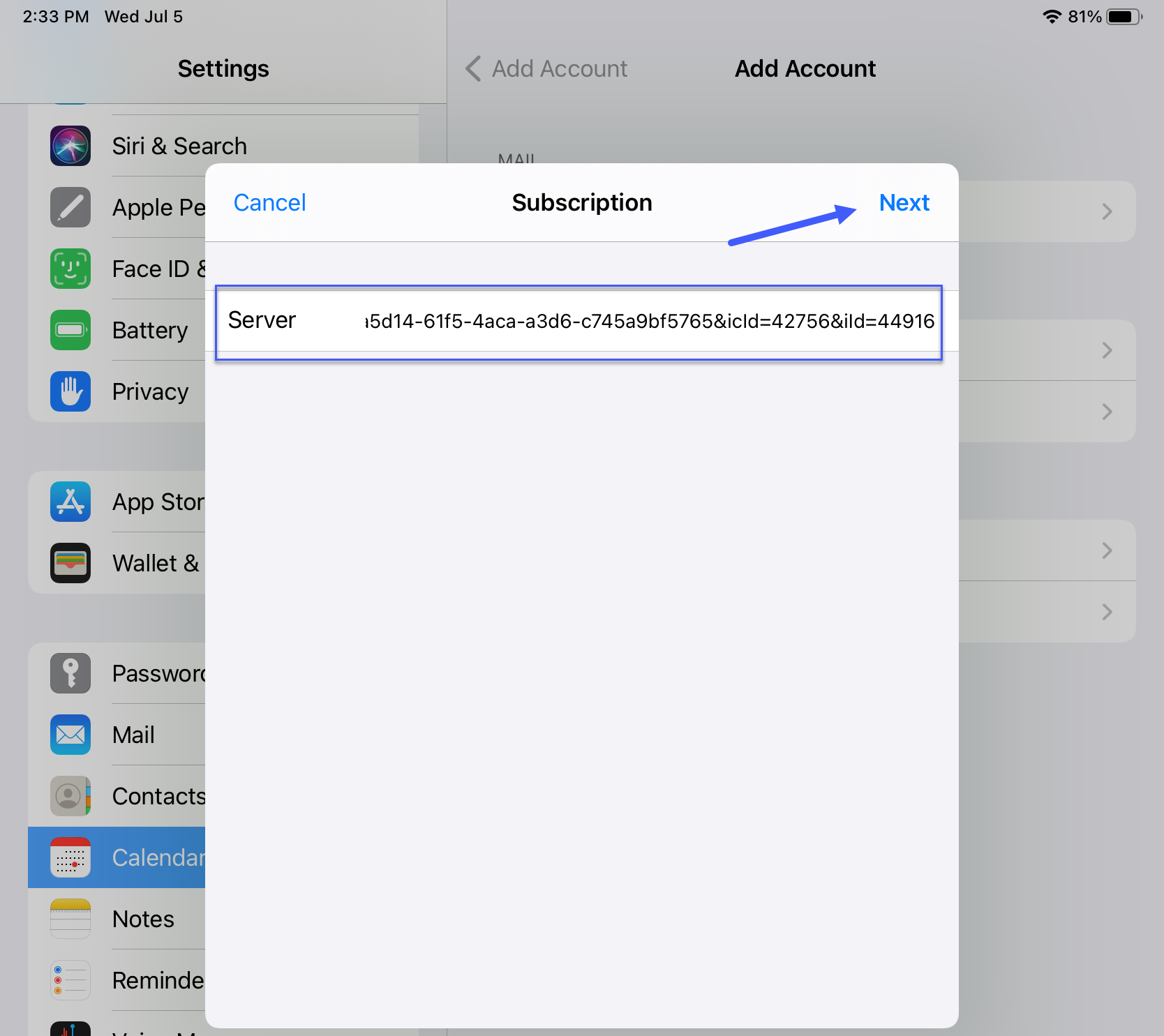 iOS settings