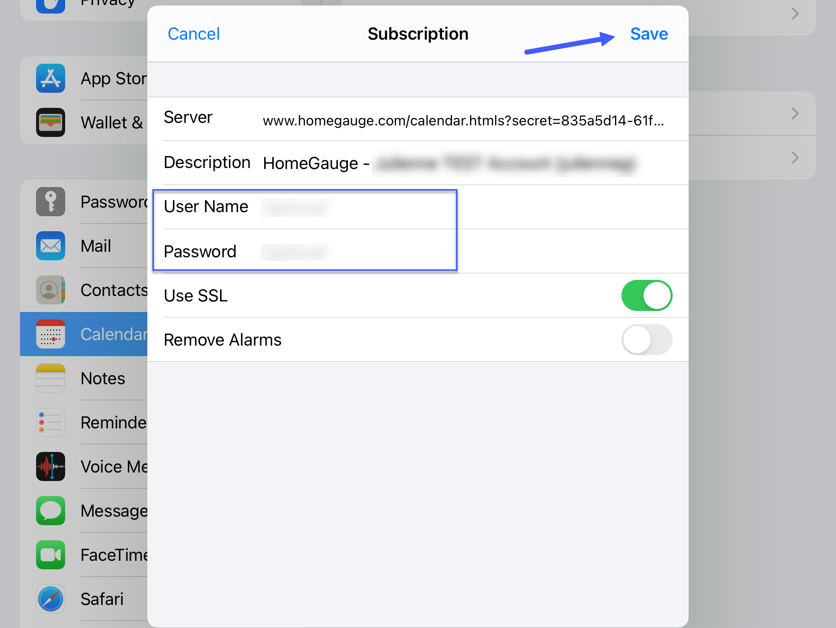 iOS settings