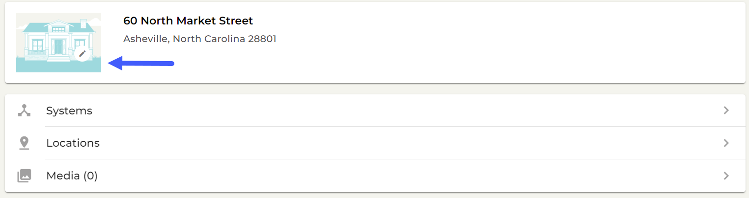 screenshot of selected inspection with an arrow pointing to placeholder image