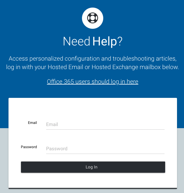Rackspace support login window