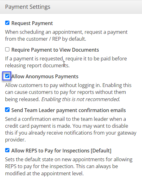 HomeGauge payment settings