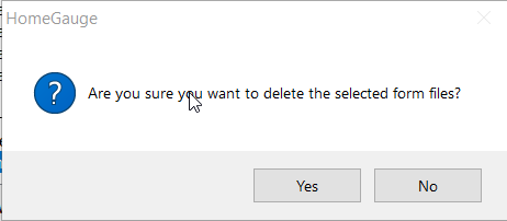 screenshot of confirmation pop-up window to delete the selected form