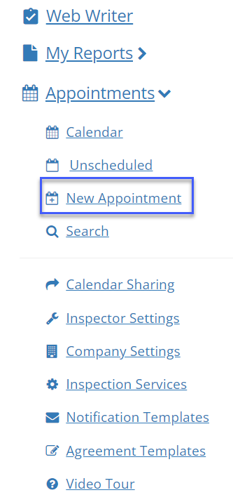 HomeGauge inspector dashboard sidebar menu