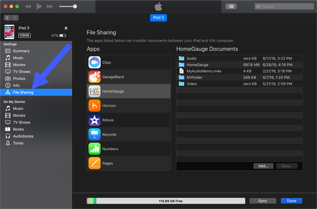 iTunes interface