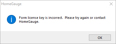HomeGauge desktop report writer error message