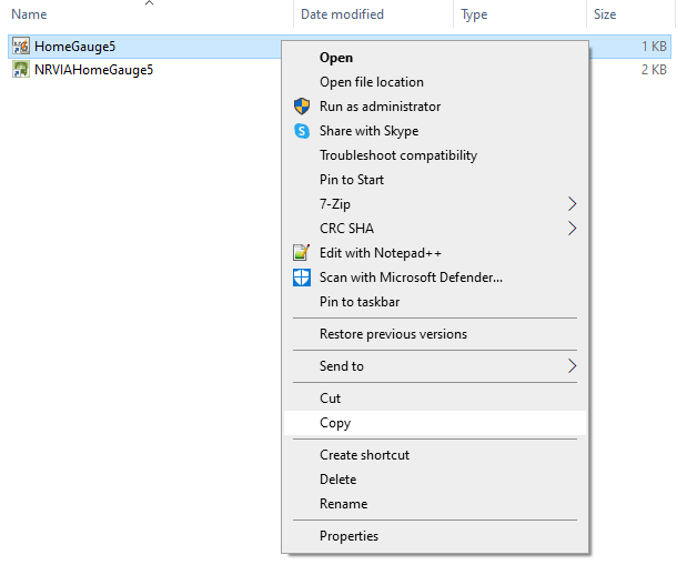 Find the HG shortcut and right-click to copy